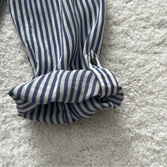 Joie Edaline B Blue Stripe Tie Front Silk Blouse - Picture 4 of 5